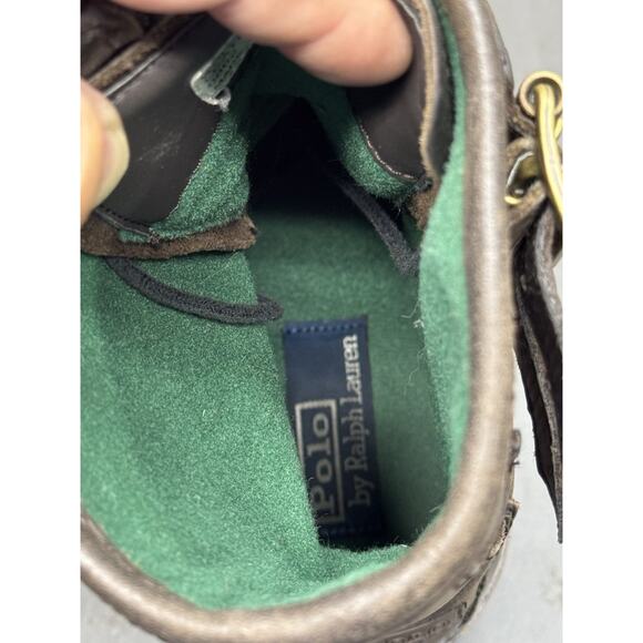 Polo Ralph Lauren 13 D Wolcott Buckle Brown Leather Biker Boots Outdoor Active - Picture 12 of 13